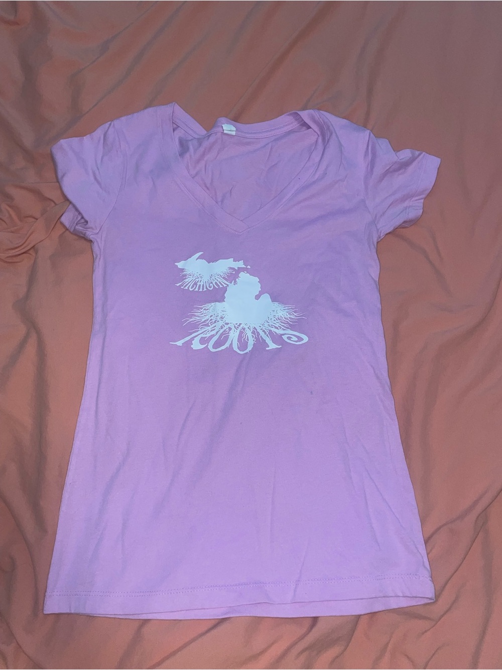 Women's Pink V-Neck Graphic Tee